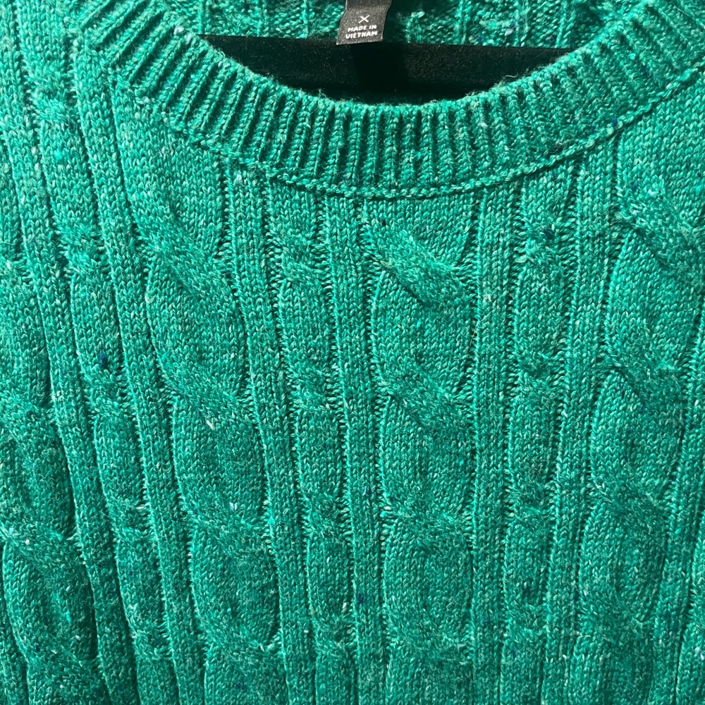 Talbots Plus kelly green cable knit Sweater 0x - Picture 3 of 4